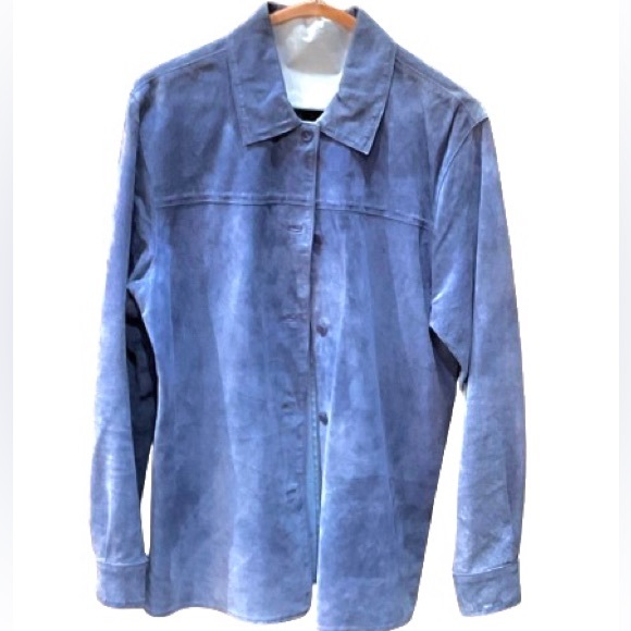 JPR OUTFIT, 100% leather suede, blue/grey, shirt or jacket sz S - Picture 1 of 4